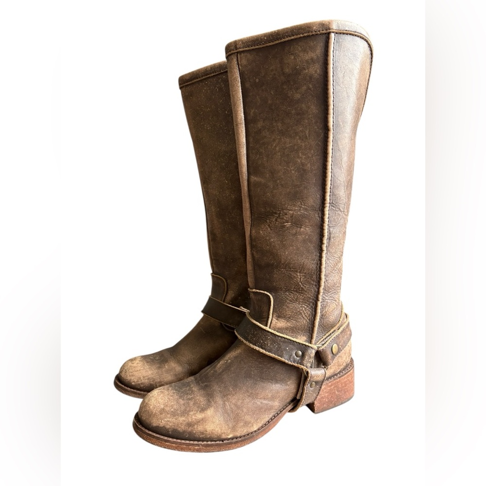 Circle G Ladies Distressed Brown Tall Harness Boots P5100 size 9.5